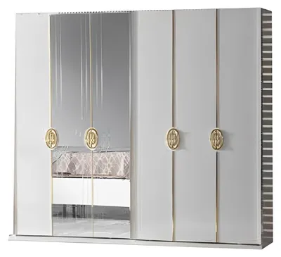 Produktbild von Schlafzimmermöbel Kleiderschrank Schrank Spiegel Garderobe weiß Moderne Möbel