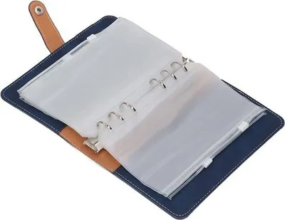 Immagine prodotto di Portamonete compatto A6 - 12 scomparti trasparenti con chiusura a zip - Organizer per il budget - Risparmio - Blu