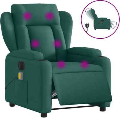 Obrázok produktu pre vidaXL Masážne kreslo Electric Tmavo zelená látka
