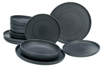 Produktbild von CreaTable, 23861, Uno Black, Tellerset 12-tlg, Steinzeug