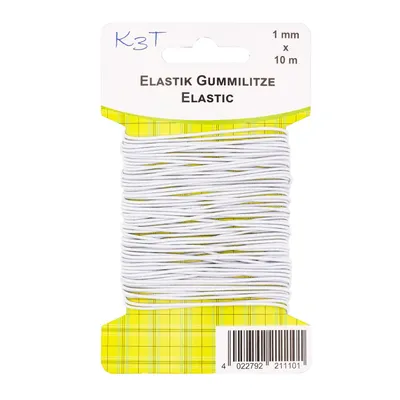 Produktbild von TSI Elastik-Gummilitze, rund, weiß, 1mm x 10m