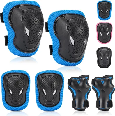 Produktbild von Knieschoner Kinder, Verstellbare Knieschš¹tzer Ellenbogenschoner Handgelenkschoner, Schoner Schš¹tzer Inliner Kinder, Protektorenset fš¹r Inliner Skaten Roller Skateboard Rollschuhe