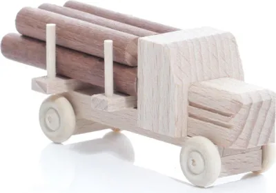 Produktbild von Holzspielzeug Lastenauto Rundholz natur HxBxT 3,5x7,5x3cm NEU