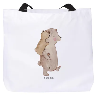 Produktbild von Mr. & Mrs. Panda Beutel Papa Bär - Weiß - Geschenk, Tasche, Vatertag, Laptoptasche, Reisetasche, Geburtstag, Schultasche, Muttertag, Tote Bag