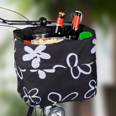 Image de 3.09 Panier de vélo avec sac intégré - environ 30 x 25 x 25 cm - panier de vélo guidon avec motif de fleurs