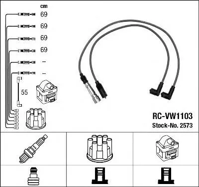 Produktbild von NGK 2573 Zündkabelsatz Zündleitungssatz für VW Caddy I Pickup (14)