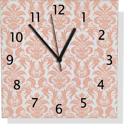 Produktbild von Wallario Design Wanduhr Königliche Schnörkelei in weiß und orange aus Aluverbund, Größe 30 x 30 cm