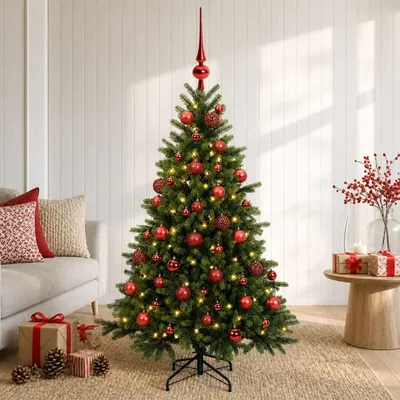 Immagine prodotto di Albero di Natale artificiale con decorazioni natalizie, altezza 150 cm, 150 luci LED