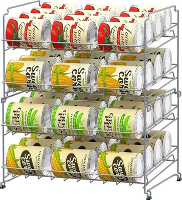 Produktbild von Famanu Stapelbares Dosenregal, 4 Etagen, Silber - Organizer für Küchen und Arbeitsflächen