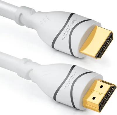 Produktbild von deleyCON HDMI 1,5m High Speed Kabel 2.0 mit Ethernet ARC 3D 4K Ultra HD (1080p/2160p) PS4 360 TV OLED PC Laptop Beamer Monitor - Weiß/Grau