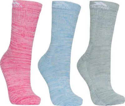 Image de Trespass Chaussettes de randonnée Helvellyn pour femmes, pack de 3 TP4506 (39-42 UE) (Rose/Bleu/Sauge chiné)