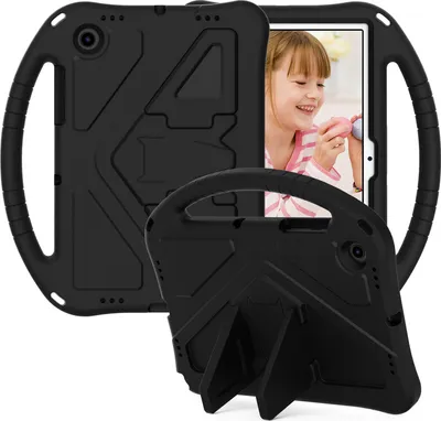 Produktbild von Kinder Hülle für Samsung Galaxy Tab A8 10.5-Zoll 2021 (SM-X200/X205), Eva Leichte Stoßfeste Faltbarem Ständer, Kids Griff Schutzhülle Schwarz