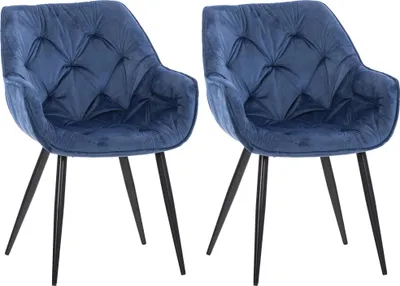 Produktbild von 2er Set Stuhl HLO-CP24 Samt blau