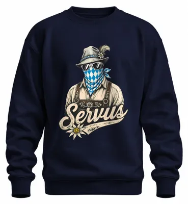 Produktbild von Servus Bayern Lederhose Tracht Wiesn Trachtenshirt Dirndl Sweatshirt Pullover, Navy, 3XL