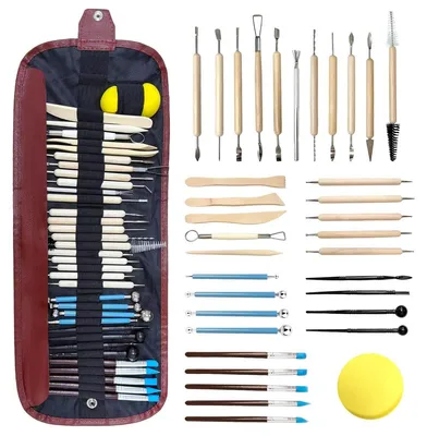 Produktbild von Tonbearbeitungswerkzeug Modellierset Keramikwerkzeug - 36-teilig - Für Keramik und Polymerton - Modellier- und Schneidewerkzeug - Für Bastelprojekte