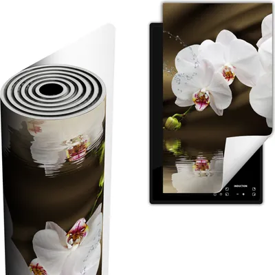 Produktbild von Herdabdeckplatte abdeckung Glaskeramikkochfeld abdeckplatte 30x52 cm Anti Rutsch Matte Aufrollbar, Orchidee