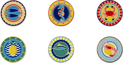 Image de Excelsa Set de 6 dessous de verre 'Corfu' Céramique 10,5x1x10,5 cm Coloré