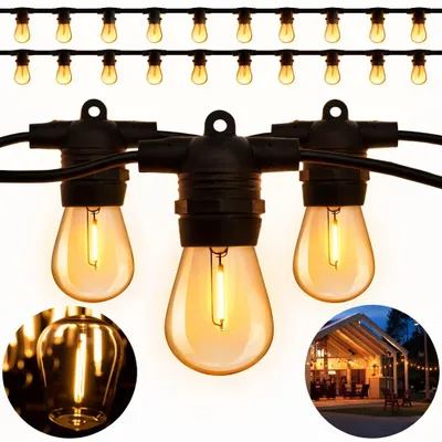 Obrázek produktu pro LUMILED pohádková světla venkovní 20M s 20 E27 1,3W LED žárovkou ST45 teplá bílá 2200K 230V zahradní dekorace terasa rozšiřitelná IP44 odolná proti stříkající vodě a povětrnostním vlivům