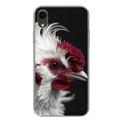 Produktbild von MuchoWow® Handyhülle Schutzhülle Hülle für iPhone XR Huhn - Vogel - Schwarz Silikon Softcase Handy Hülle - Schutzdeckel