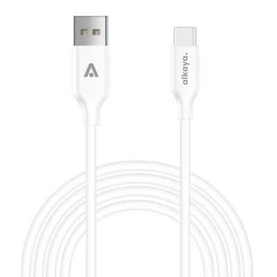 Produktbild von alkaya. Ladekabel USB-C, Datenkabel Silikon weiss, kompatibel mit Samsung, Xiaomi, Sony, Google, Huawei - 1m/15W
