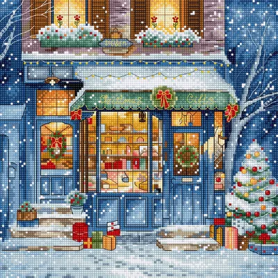 Produktbild von Letistitch Kreuzstich Stickpackung "Shop für Weihnachtsgeschenke", Zählmuster, 21x21cm