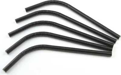 Produktbild von Trinkhalm aus Papier , in Schwarz, flexibel, Ø 8 mm / 21 cm, 100 Stück