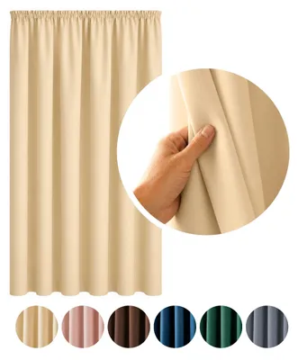 Produktbild von MEBLEODNOWA, Verdunkelungsvorhang, Blackout Vorhang, Creme, 140x250 cm, Vorhang mit Kräuselband, 90 % Lichtdämpfung, Pflegeleicht, Thermovorhang