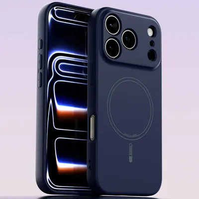 Obrázek produktu pro Magnetické pouzdro pro iPhone 17 Pro, kompatibilní s MagSafe, tekutý silikon, nárazuvzdorné a odolné proti poškrábání Tmavomodrá