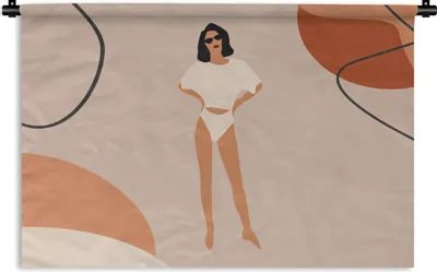Produktbild von MuchoWow® Wandteppich Wandbehang Sommer - Frauen - Minimalismus 150x100 cm Tapisserie Dekoration Wandtuch - Waschbar - Tapisserien - Wand-Decke