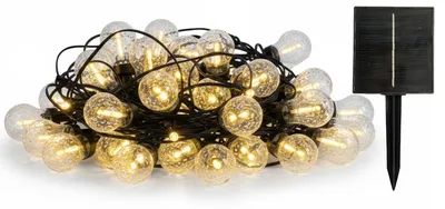 Solar-Lichterkette mit 25 Bubble-LEDs, warmweiß, dimmbar, 20 m