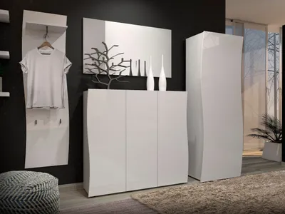 Produktbild von Garderoben-Set >KISS< in weiß, Holzwerkstoff - 282x190x42cm (BxHxT)