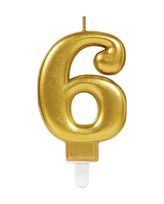 Produktbild von Metallic Gold Zahlenkerze 6 für Geburtstag & Jubiläum