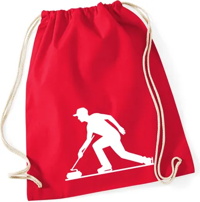 Produktbild von Huuraa Turnbeutel Curling Silhouette 12 Liter Classic Red Baumwolle Rucksack Geschenkidee