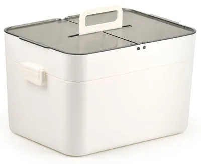 Produktbild von Medikamentenbox Medikamentenorganizer Arzneibox - 2 Ebenen - Mit Griff - Weiß - Für Zuhause, Büro und Reise