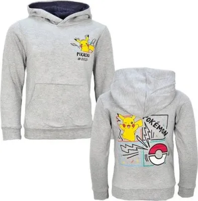 Produktbild von Pokemon Pikachu Kinder Jungen Hoodie Pulli Kapuzenpullover – Grau / 104