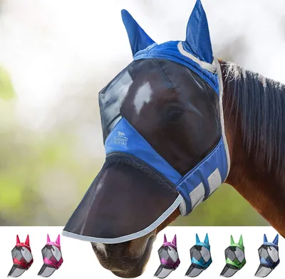 Imagen del producto de Máscara para moscas, de cobertura total, con forma anatómica, talla M, para caballos