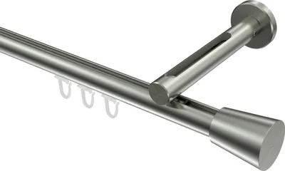 Produktbild von Interdeco Innenlaufstange / Gardinenstange mit Innenlauf Edelstahl-Optik, Typ Siteno Sitra (Konus), 20 mm Ø 1-läufig, 600 cm