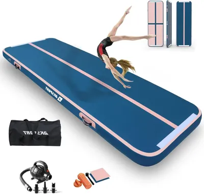Produktbild von Aufblasbare Gymnastikmatte – Luftmatte für das Training – ideal für das Training zu Hause – inklusive Luftpumpe – 300 x 100 cm – Hellblau