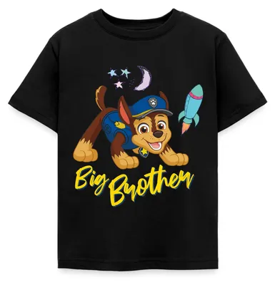 Produktbild von Spreadshirt Paw Patrol Großer Bruder Chase Geschenk Kinder T-Shirt, 98/104 (3-4 Jahre), Schwarz