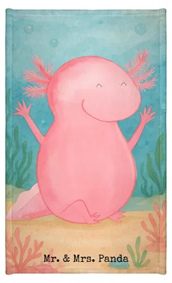 Produktbild von Mr. & Mrs. Panda Handtuch Axolotl Hurra Design - Weiß - Geschenk, Gästetuch, Spaß, Lurch, Klein, Schwanzlurch, Frotteehandtuch, baumwolle, Gästehandtuch 30x50