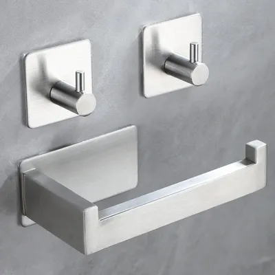 Image de YIGII Support de papier toilette Acier inoxydable Autoadhésif Salle de bain Cuisine Argenté
