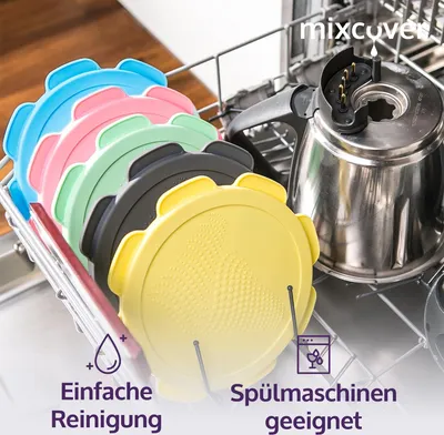 Produktbild von mixcover Silikon Deckel wasser- & geruchsdicht für Thermomix TM5 TM6 Friend Grau