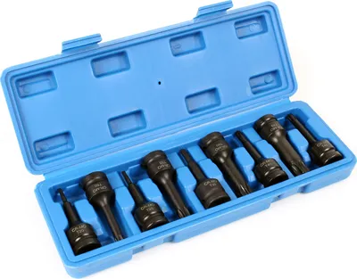 Produktbild von XPOtool 9 szt. nasadek do kluczy udarowych 12,5 mm (1/2") z wielozębnym gniazdem sześciokątnym T20-T70 o długości 75 mm