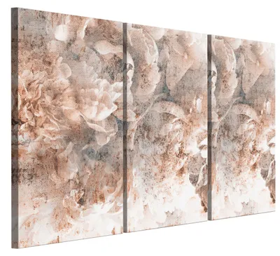Produktbild von LUMASOUL Leinwand Bilder 90x60 cm, Leinwandbild Blumen Motiv, Wandbilder Holzrahmen und Webstuhl Wohnzimmer und Schlafzimmer, 3 teilig Blumen 17