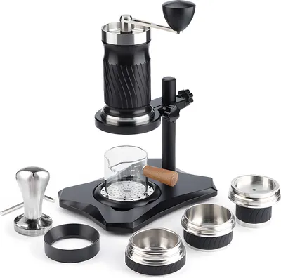 Produktbild von Tragbare Espressomaschine, 9šC12 Bar, variabler Druck, manuell betrieben, kompakte Reisekaffeemaschine, tragbare manuelle Espressomaschine mit professioneller/Einsteiger-Pulverschuessel/Messbecher/Stampfer fuer Zuhause, Kueche, Outdoor-Reisen