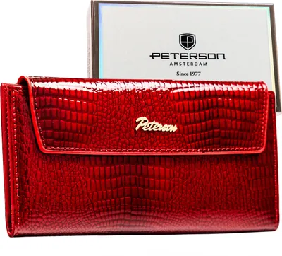 Obrázek produktu pro Peterson dámská peněženka horizontální červená krokodýlí vzor 19x10 cm