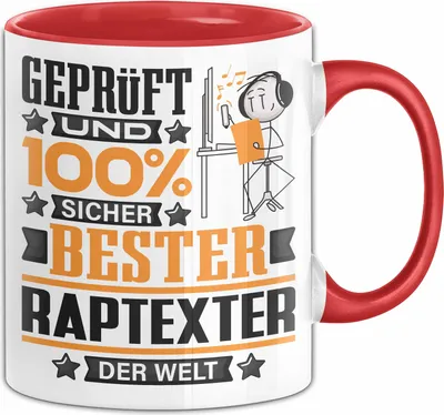 Produktbild von Raptexter Geschenk Lustiger Spruch für Raptexter Geschenkidee Bester Raptexter Der Welt (Rot)