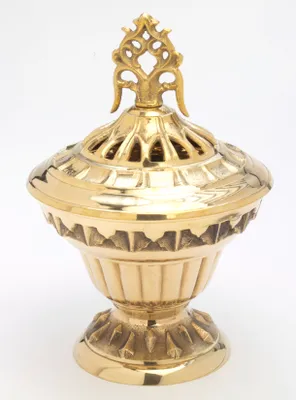 Produktbild von Räuchergefäß groß H 27 cm, Messing, gold, Siebeinsatz, für Räucherkohle