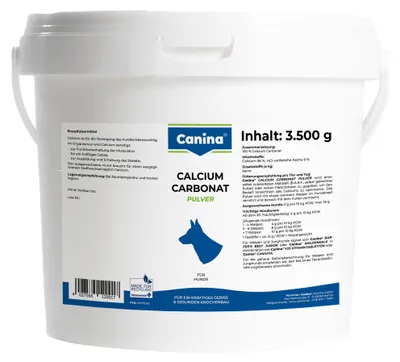 Produktbild von Canina Calcium Carbonat, Hirsch, Puder, Gesundheit der Knochen, Gesundheit der Muskeln, Zahnpflege, Adult, Kalzium, Topf