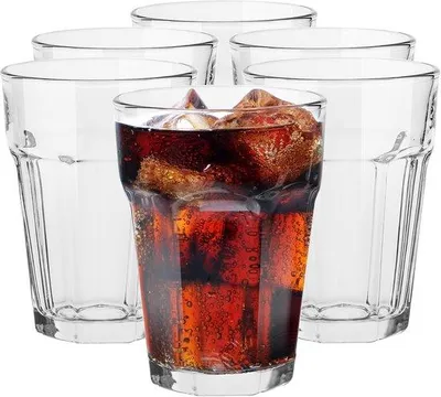 Productafbeelding van Alva set van 6 longdrinkglazen, cocktailglazen, koffieglazen, helder glas, Macroni glazen set, inhoud 425 ml